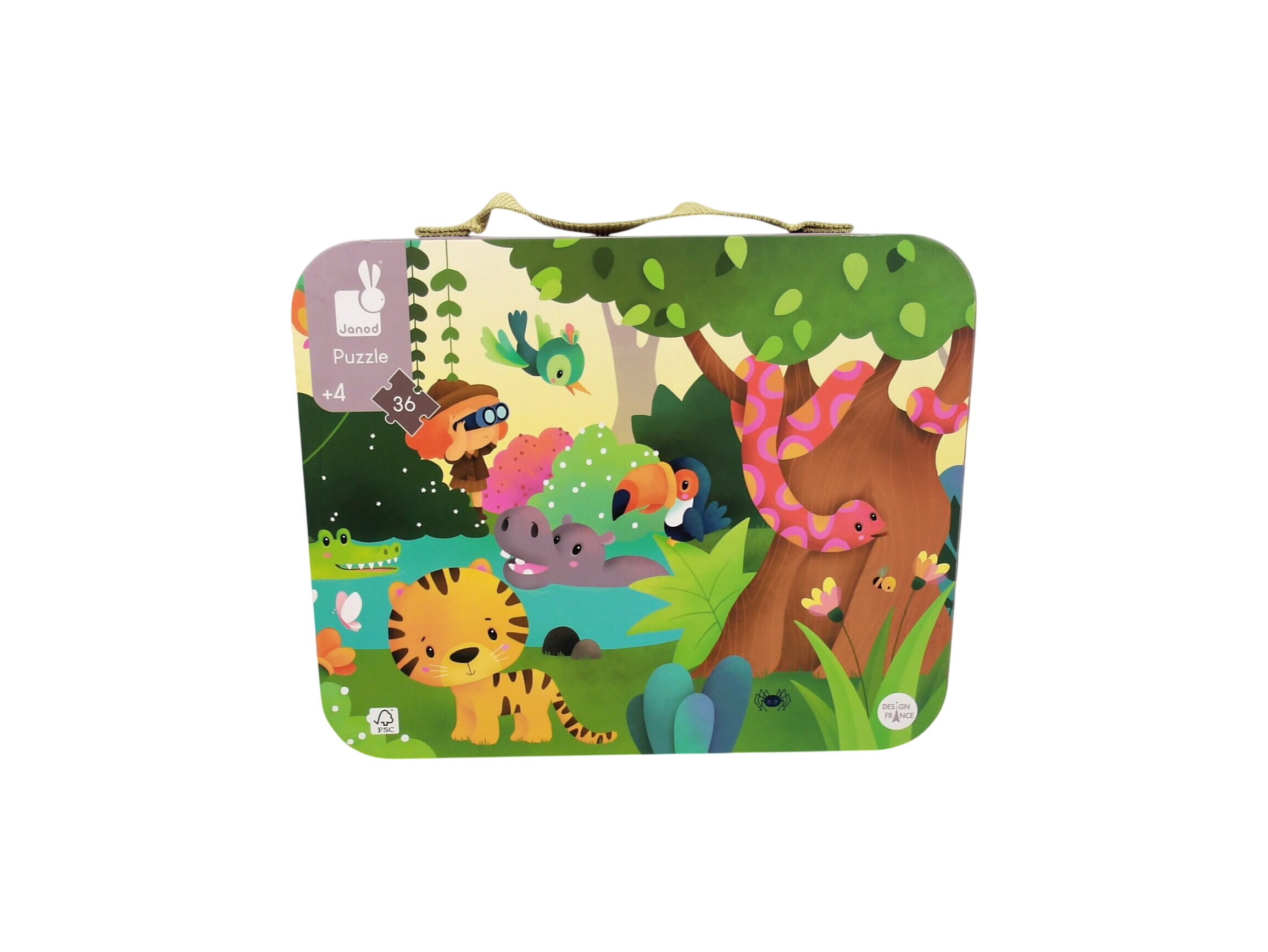 Valisette puzzle panoramique - Jungle - 36 pièces  Très bon état -  reconditionné disponible sur Label Emmaüs